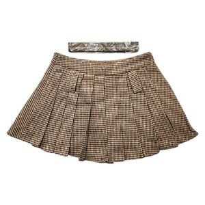 Commense Pleated Zip‎ Lined Skirt with Belt Size Small
